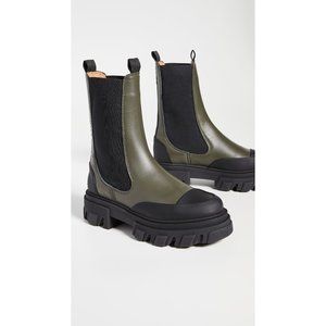 Ganni Mid Chelsea Boots in Kalamata 38 8 With Box Womens Rubber Booties
